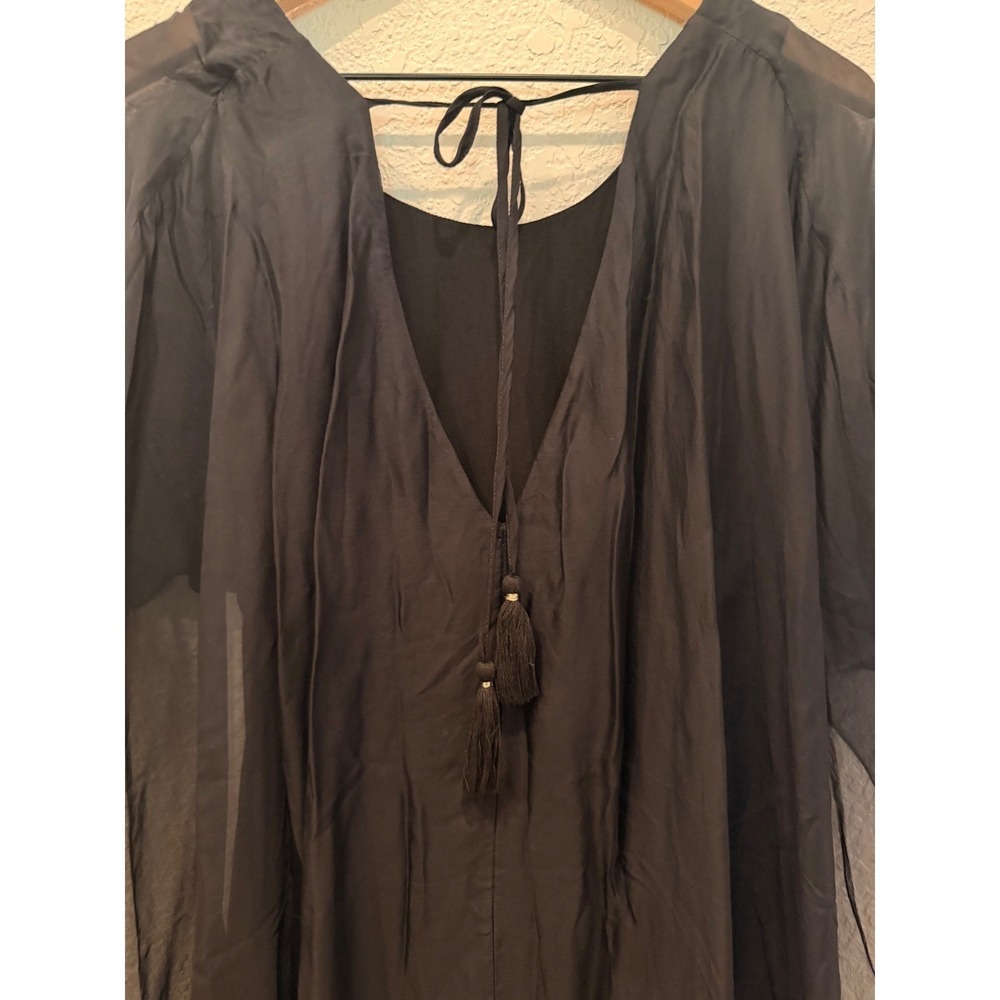 Tommy Bahama Chiffon Tassel Tie Back Flutter Sleeve Tunic Dress S Sheer Ethereal - Picture 6 of 8